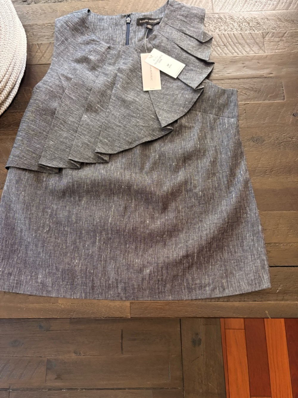 Banana Republic Grey Ruffle Detail Sleeveless Blouse